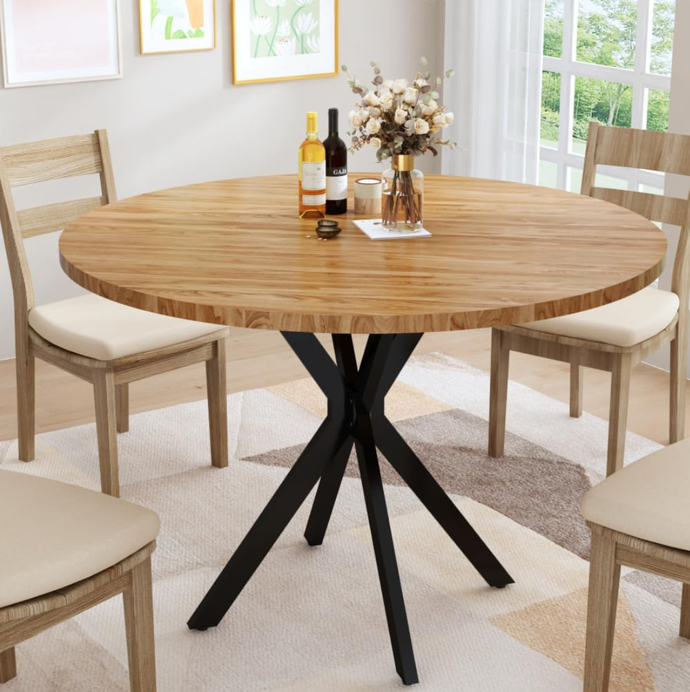 DKLGG Walnut Round Dining Table, Mid-Century Modern Round Dining Table for 4-...