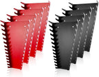ALOANES 104-Slot Metal Wrench Organizer, Heavy Duty Wrench Organizer Tray for Tool Box, Professional Fit SAE & Metric Wrench Storage, 8 Pack Wrench Holders(Red&Black)