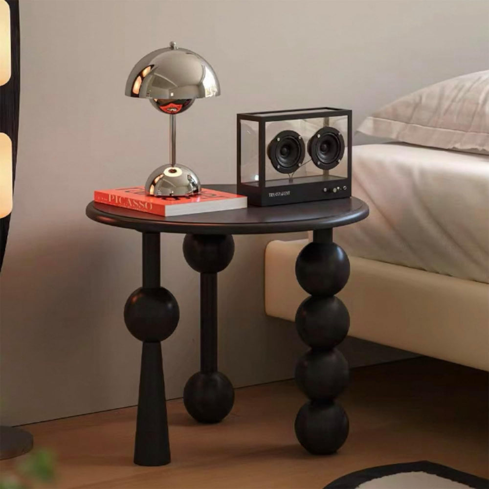 YUNMUAIR-Modern Side Tables Living Room,Black Round End Table for Home Decor,...