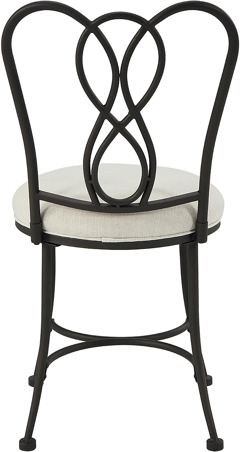 Bronze Decorative‑Back Iron Upholstered Vanity Stool