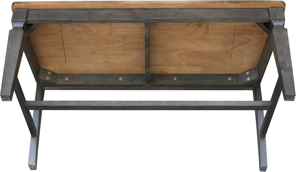IC INTERNATIONAL CONCEPTS Solid Wood Vista Bench, Hickory/Washed Coal