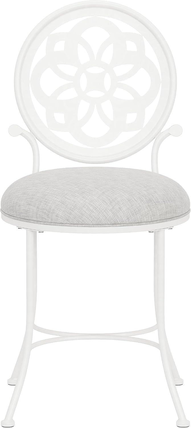 Hillsdale Marsala Metal Vanity Stool with a Circular Geometric Back Design, O...