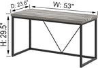FOLUBAN Modern Home Office Desk, Industrial Vintage Computer Desk, Rustic Wood and Metal Study Writing Table, Simple Work Gaming PC Desks for Bedroom Living Room, Light Grey 53 Inch