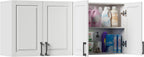 ChooChoo Laundry Room Cabinets, 4 Doors Wall Mounted Storage Cabinet, Kitchen Wall Storage, Bathroom Wall Cabinet, White