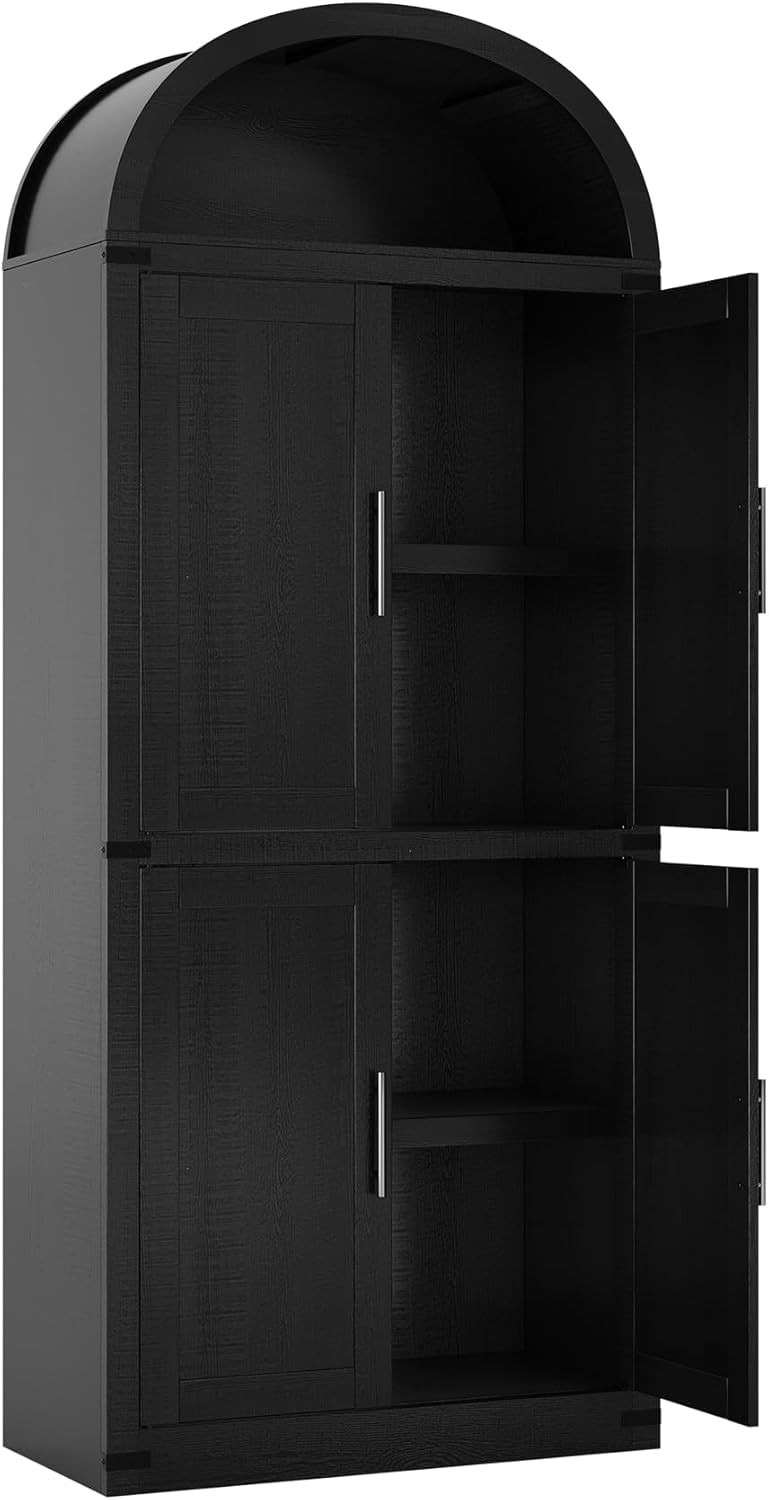 Takywep 71.6 Inch Tall Arched Pantry Cabinet with Doors, Farmhouse Storage Ca...