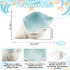 NBEADS Conch Shape Ceramic Jewelry Tray, Aqua Shell Trinket Dish Ceramic Ring Earring Holder Ocean-themed Decorative Trinket Plate for Rings Earrings Necklaces Bracelet Jewelry Watch Keys