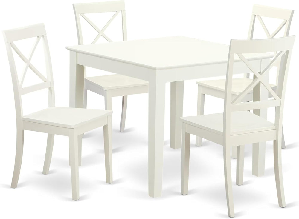 East West Furniture OXBO5-LWH-W 5 Piece Modern Dining Table Set Includes a Sq...