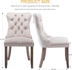 Velvet Dining Chairs Set of 6, Tufted Upholstered Dining Room Chairs with Back Ring Pull, Nailhead Trim and Solid Wood Legs, Modern Dining Chairs for Dining Room, Kitchen(Beige)