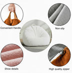 Faux Rabbit Fur Bean Bag Chair Cover Only (No Filler), Stuffed Animal Storage Bean Bag Cover, Ultra‑Soft, Washable, Zippered, Non‑Slip Bottom, Handle,Living Room Furniture for Adults Pink