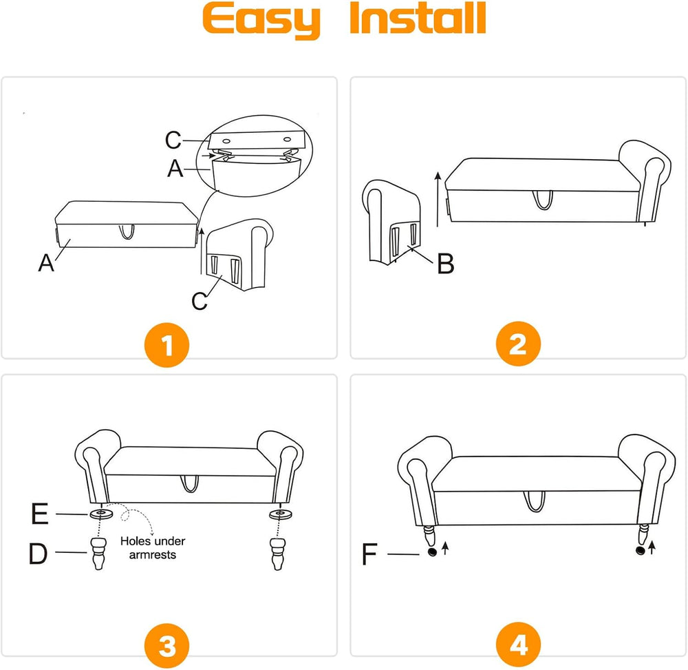 55" Storage Ottoman Bench, Corduroy End of Bed Bench for Bedroom, White ...