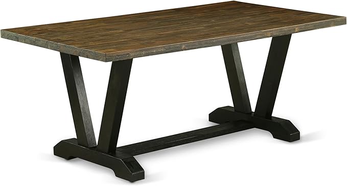 East West Furniture V677MZ650-5 5 Piece Kitchen Table Set Includes a Rectangle Dining Room Table with V-Legs and 4 Dark Gotham Grey Linen Fabric Parsons Chairs, 40x72 Inch, Multi-Color