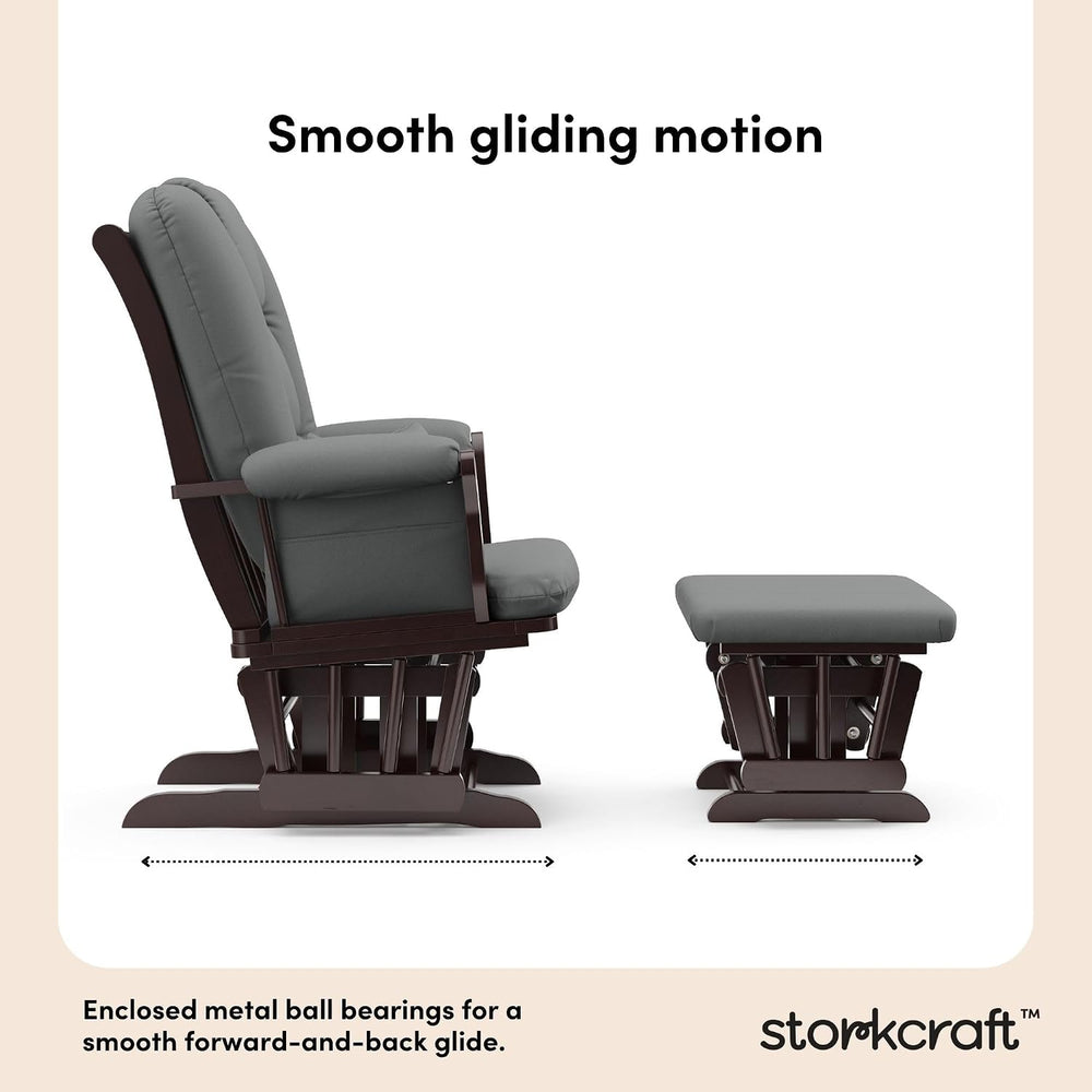 Storkcraft Tuscany Glider and Ottoman with Lumbar Pillow, Espresso/Gray