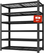 Extra Large/Big 55.12"W Father&I Industrial 6-Heavy-Dudy-Shelf-Rack Utility Tall Garage/Warehouse Shelving Metal/Steel Storage Shelves Unit/System Adjustable for Bin/Shed, 84"*55.12*24", Black