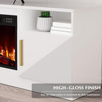 Lemberi Fireplace TV Stand with 36" Electric Fireplace, Fits TVs Up to 80", 70" LED Lit Entertainment Center, Modern High Gloss Wood with Spacious Storage Cabinet for Living Room, White