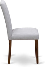 East West Furniture DMAB3-AWA-05 3 Piece Dinette Set for Small Spaces Contains a Round Dining Table with Dropleaf and 2 Grey Linen Fabric Parson Dining Chairs, 42x42 Inch, Walnut