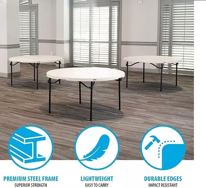 Lifetime 60" Round Commercial Grade Nesting Folding Table, Perfect for A...