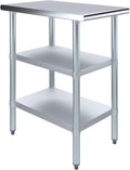 AmGood Stainless Steel Work Table with 2 Shelves | NSF | Metal Utility Table (18" Long x 30" Deep)