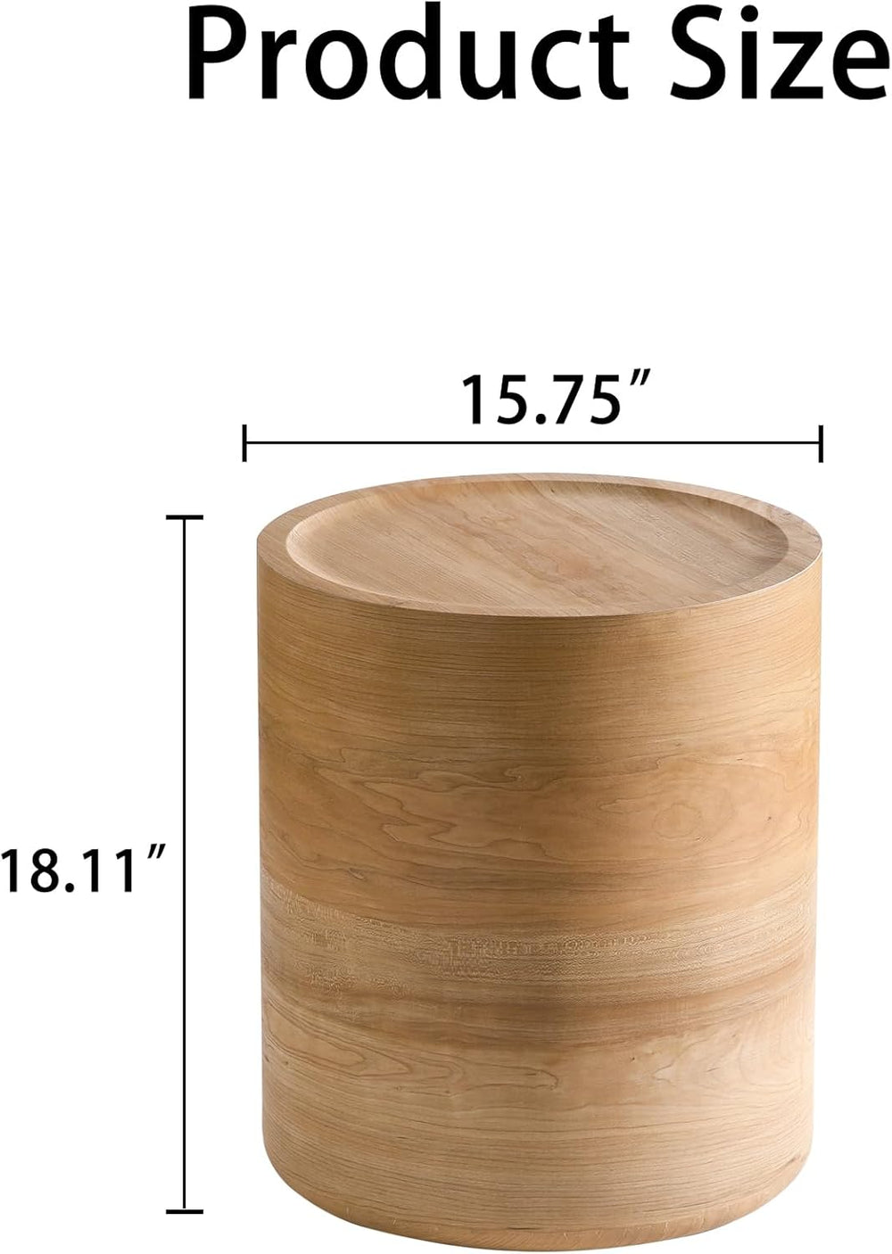 Round Drum Side Table Modern Natural Wood Color Small Accent Coffee Tables fo...