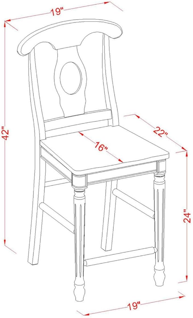 East West Furniture JAKE5-BLK-W 5 Piece Counter Height Pub Set Includes a Round Dining Table with Pedestal and 4 Dining Room Chairs, 36x36 Inch, Black & Cherry