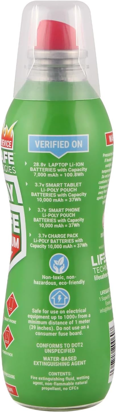 StaySafe Lithium Fire Extinguishing Spray By LifeSafe Technologies | Patented...
