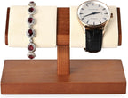 Oirlv Solid Wood Double Watch Display Stand Watch Bracelet Organizer(Creamy-white)