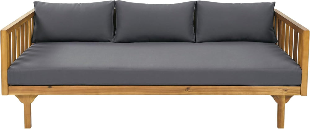 Christopher Knight Home Claremont Outdoor 3 Seater Acacia Wood Daybed with Fa...