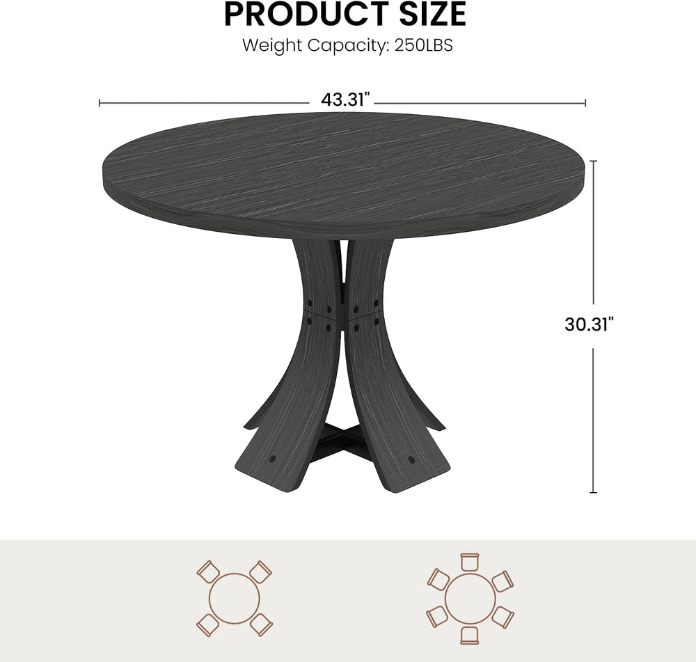 43.3" Round Dining Table for 4-6 People, Farmhouse Kitchen Table for 4-6...