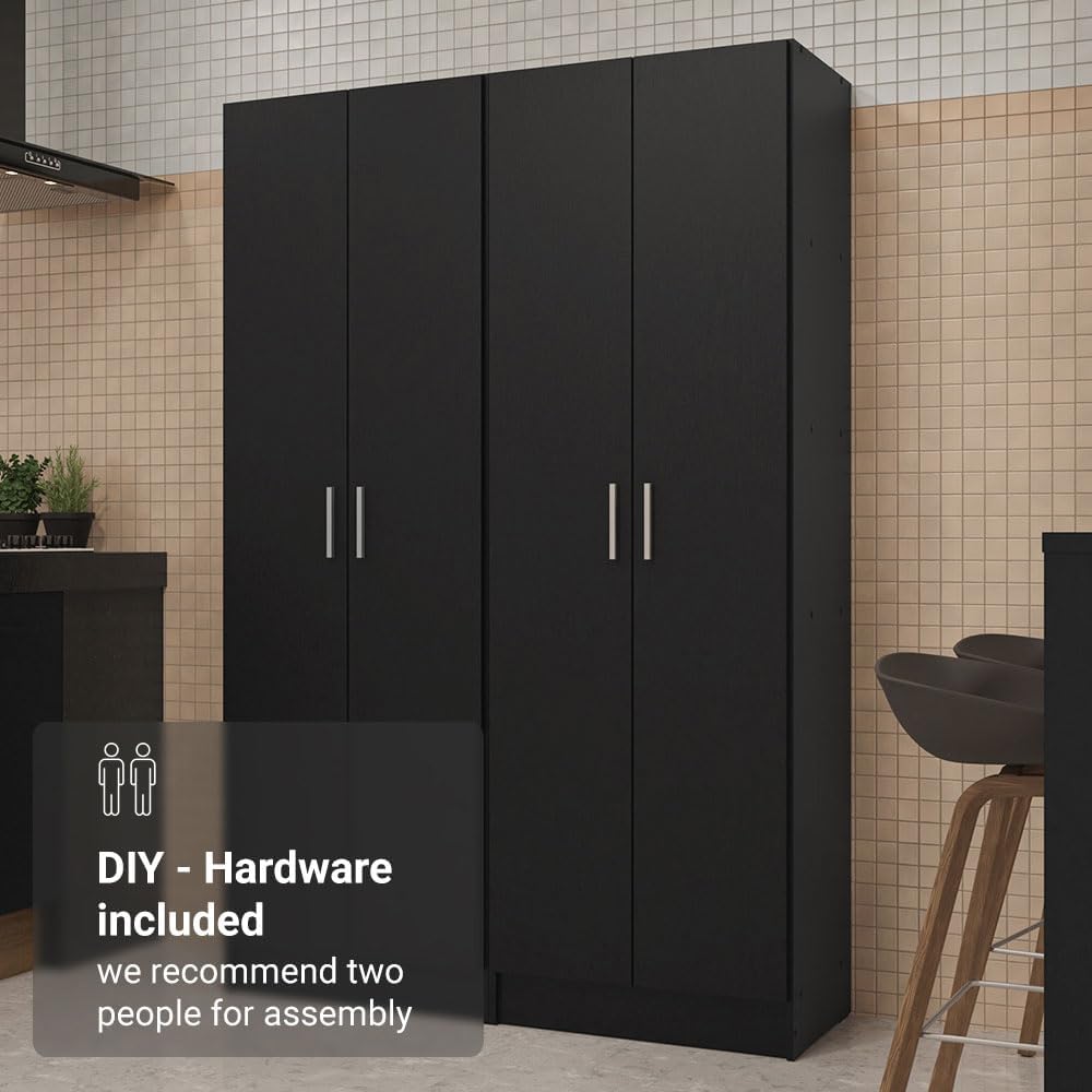 Madesa Kitchen Set 2 Pantry Storage Cabinet with 10 Utility Shelves 47" ...