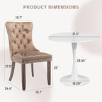 SoarFlash Kitchen Table and Chairs for 2, 31.5" Dining Table Set for 2 with Velvet Upholstered Chairs, 3 Piece Round Kitchen Table Set, Dining Room Table Set for Small Space, Apartment, Khaki/White