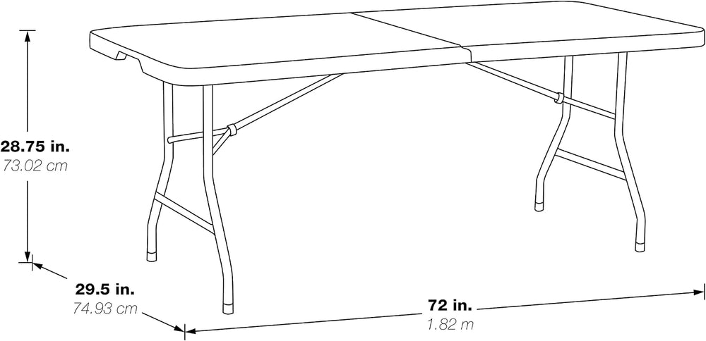 Office Star Resin Rectangle Center-Folding Portable Table for Picnics, Campin...