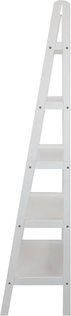 Casual Home 100% Solid Wood 5-Shelf Ladder Bookcase, Standard, 72"H, White