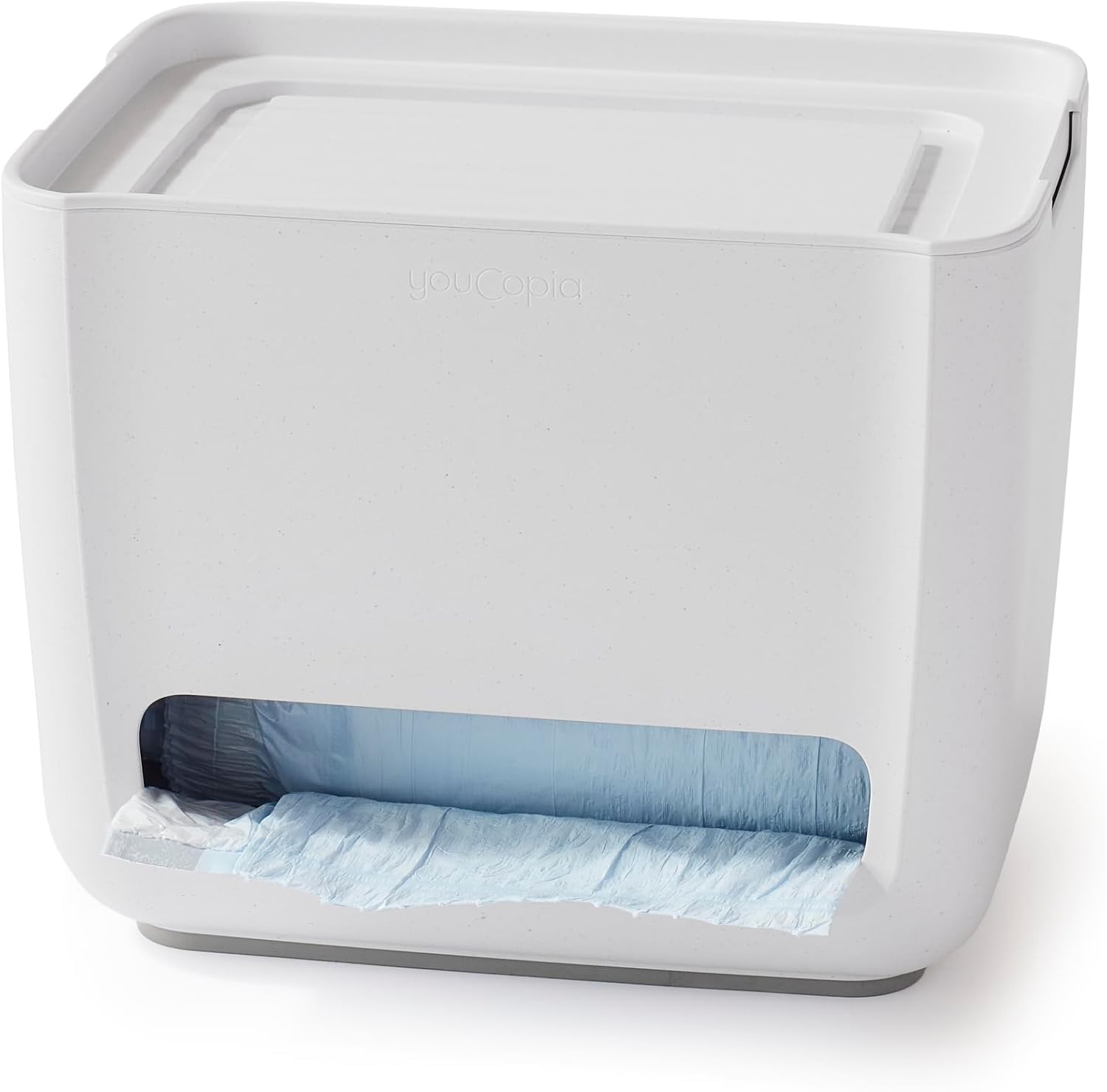 YouCopia SinkSuite Trash Bag Dispenser, Standing Garbage Bag Organizer with Removable Lid and Cradle for Storage, Speckled White