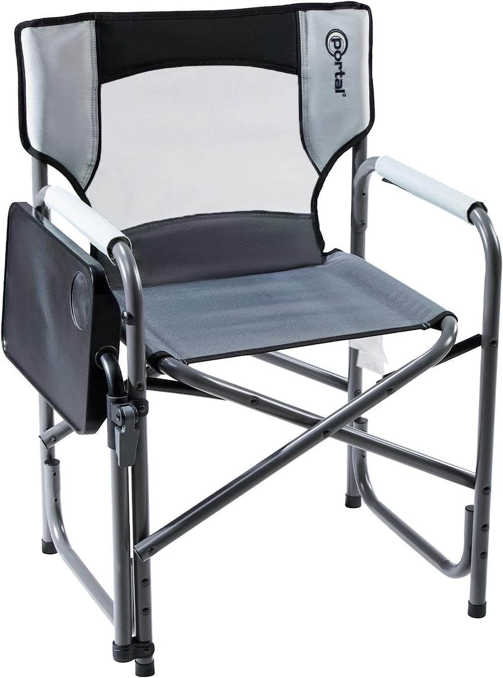 Portal Director Camping Chair with 2-Way Rotating Side Table, 300 lb, Gray | ...