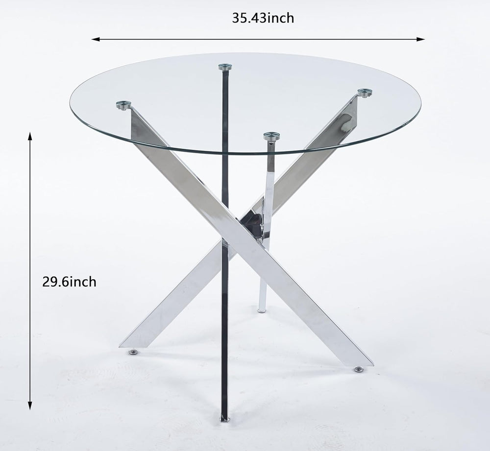 HomVent 36'' Round Glass Dining Table Set for 4 | Modern Dining Table...