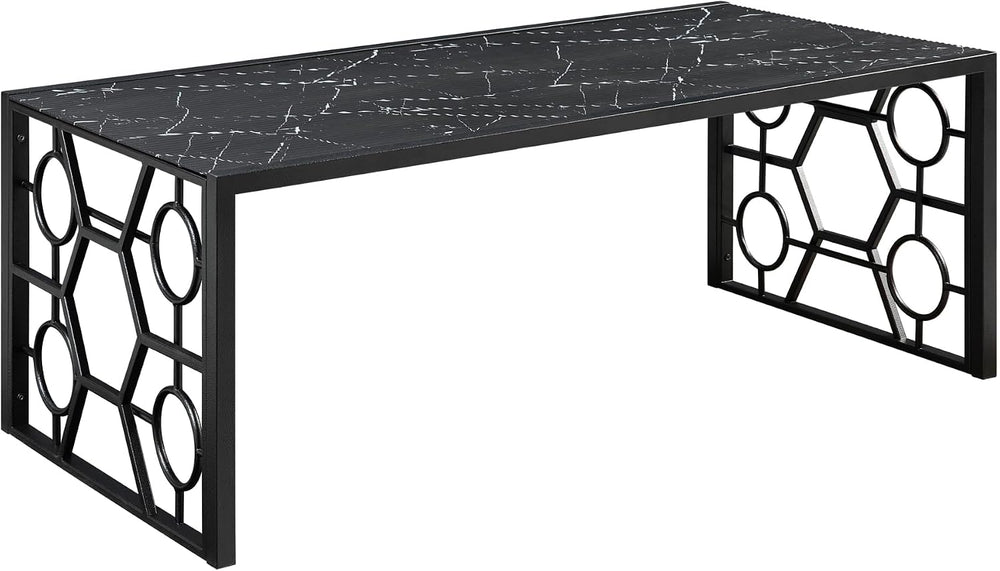 3-Piece Occasional Table Set with Marble-Print Glass Top | Includes 1 cocktai...