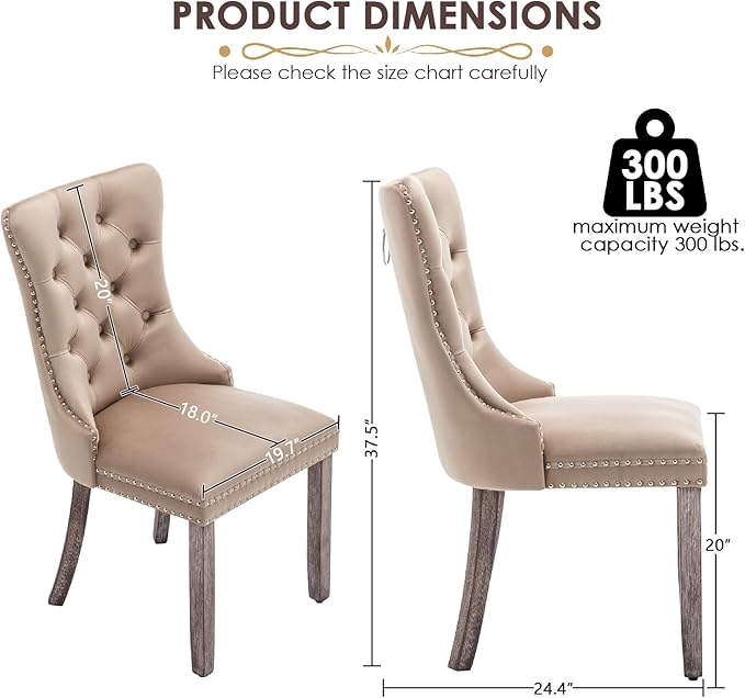 Kiztir Velvet Dining Chairs Set of 6, Upholstered Dining Room Chairs with Rin...