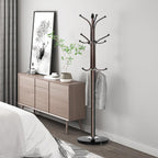 Kertnic Metal Coat Rack Stand with Natural Marble Base, Free Standing Hall Tree with 12 Hooks for Hanging Scarf, Bag, Jacket, Home Entry-way Hat Hanger Organizer (Bronze)