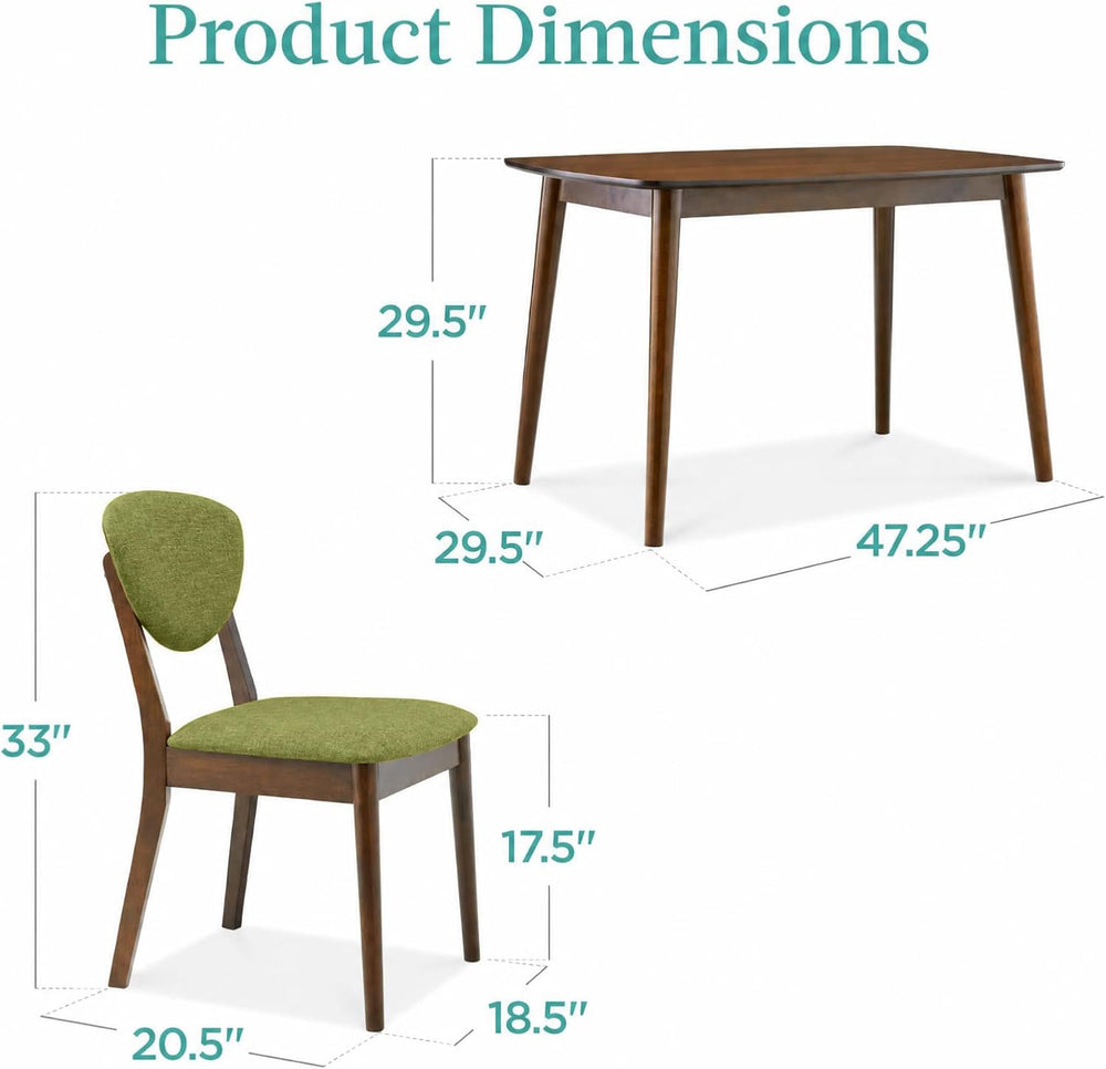 Best Choice Products 5-Piece Dining Set, Compact Mid-Century Modern Table &am...