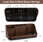 Wood Toothbrush Holders for Bathrooms Countertop Organizer - Detachable 7 Slots Kid Bathroom Decor and Accessories, Wooden Bathroom Sink Storage Organization, Caddy, Tray, Brown