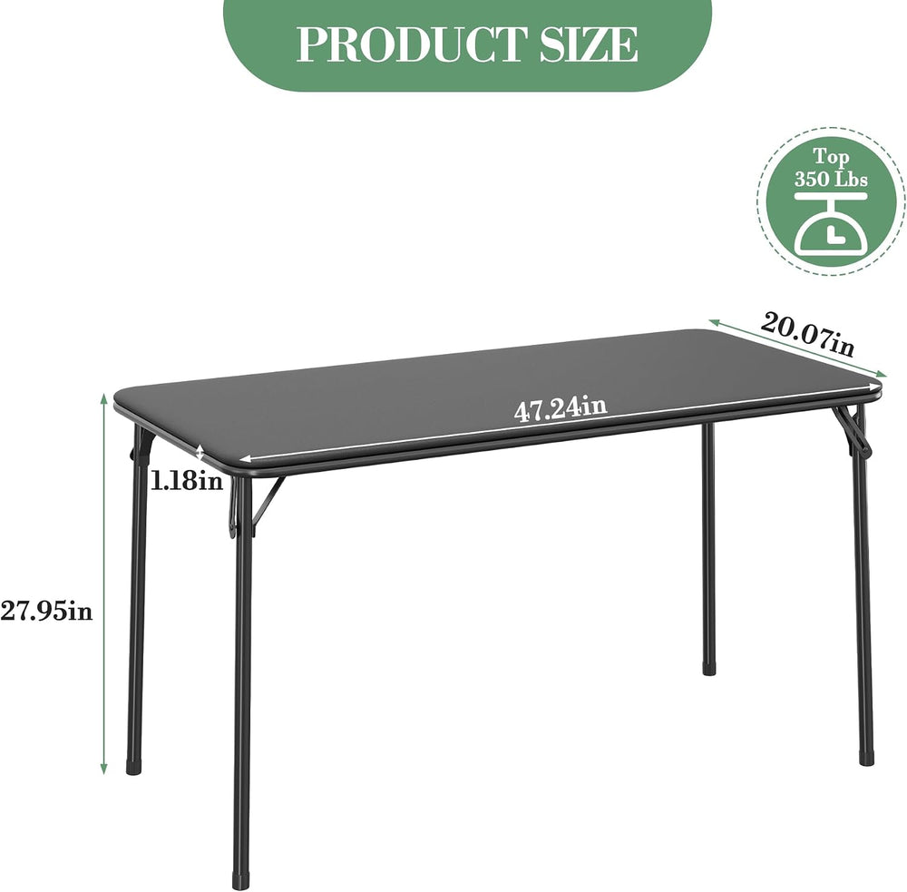 IDEALHOUSE 4 Feet Folding Table, Protable Foldable Card Table, Black | Metal ...
