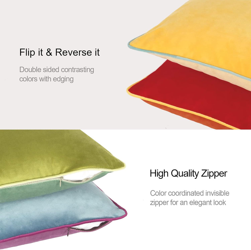Throw Pillow Covers 18x18 Inches Set of 4 Soft Velvet Couch Cushion Covers Mo...