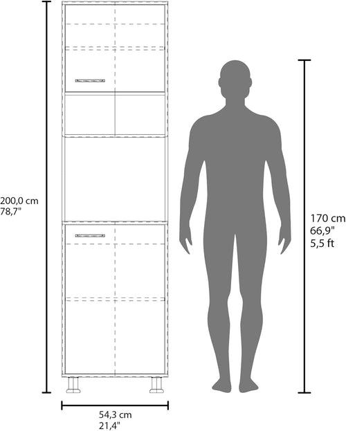 21.4" D*19.7" W*78.7" H Freestanding Kitchen Pantry with 3 Shelves, 2 Single Doors, Rectangular Storage Cabinet, Modern Minimalist, for Living Room, Dining Room, White