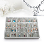 Oirlv Velvet Jewelry Tray 24 Grid liner Pendant Earrings Organizer Storage Trays Showcase Display Jewelry Holder