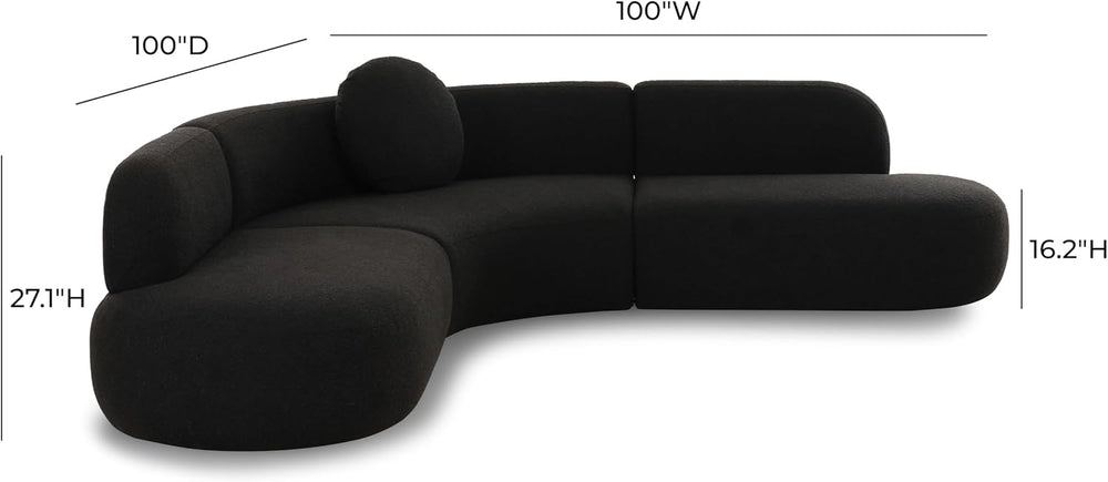 Tov Furniture Broohah Black Boucle Sectional