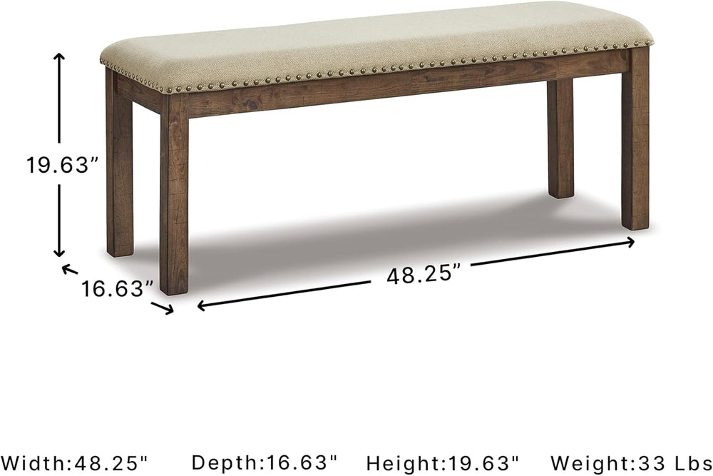 Signature Design by Ashley Moriville Wood Upholstered Dining Bench, Beige