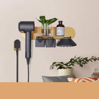 FLE Hair Dryer Holder Wall Mounted with Shelf - Hair Dryer Holder Rack Organizer Compatible for Dyson Supersonic Hair Dryer,Gold