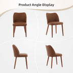 GarveeHome Leather Dining Chairs Set of 4 Upholstered PU Dining Chair with Wood Legs, Wing Backrest, Wooden Kitchen Chairs with Thick Cushions, Leveling Feet for Dining Room, Living Room, Brown