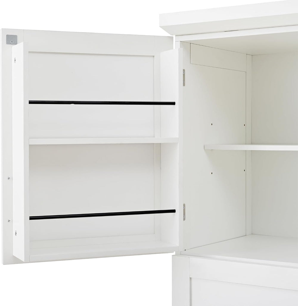 Freestanding Tall Kitchen Pantry Cabinet with 4 Doors and 2 Door Shelves,8 Pu...