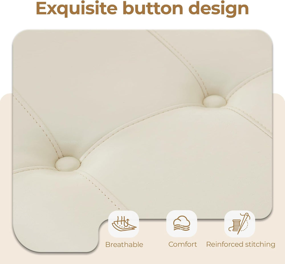 50.5 Inch Storage Ottoman Bench, Faux Leather Tufted Upholstered Bedroom Benc...