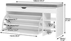 VOWNER Shoe Storage Bench with 3-Tier Flip Drawer & Padded Cushion, Shoe Rack Bench with Flip-Open Storage Box, Shoe Storage Organizer for Entryway, Hallway, Living Room, White | Narrow shoe tipper with seat cushion and adjustable compartments for hallway